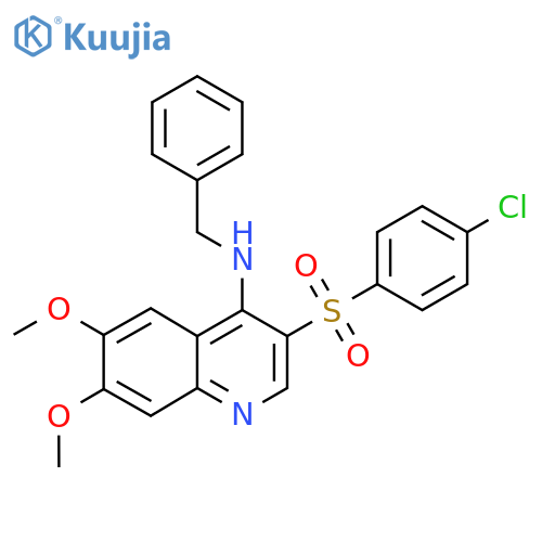 N-benzyl-3-(4-chlorobenzenesulfonyl)-6,7-dimethoxyquinolin-4-amine structure