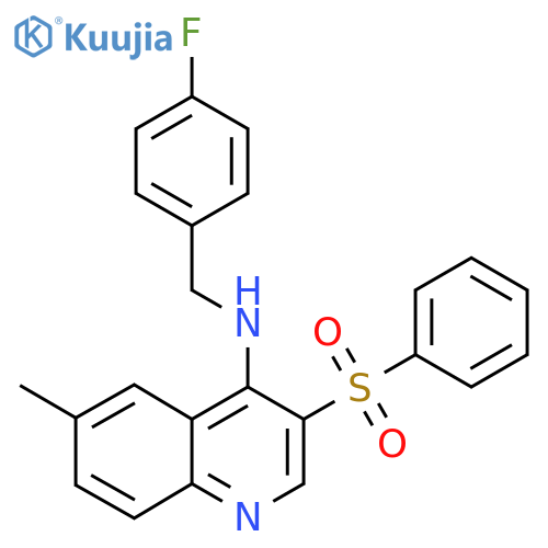 3-(benzenesulfonyl)-N-(4-fluorophenyl)methyl-6-methylquinolin-4-amine structure