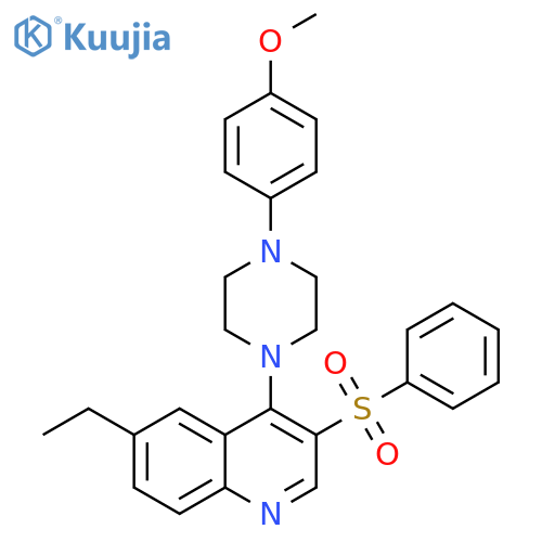 3-(benzenesulfonyl)-6-ethyl-4-4-(4-methoxyphenyl)piperazin-1-ylquinoline structure