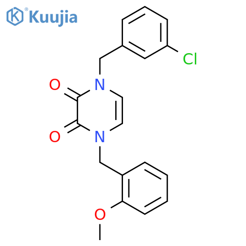 1-(3-chlorophenyl)methyl-4-(2-methoxyphenyl)methyl-1,2,3,4-tetrahydropyrazine-2,3-dione structure