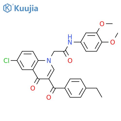 2-6-chloro-3-(4-ethylbenzoyl)-4-oxo-1,4-dihydroquinolin-1-yl-N-(3,4-dimethoxyphenyl)acetamide structure