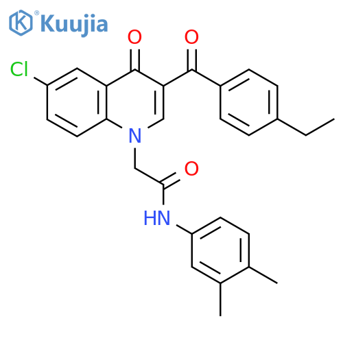 2-6-chloro-3-(4-ethylbenzoyl)-4-oxo-1,4-dihydroquinolin-1-yl-N-(3,4-dimethylphenyl)acetamide structure