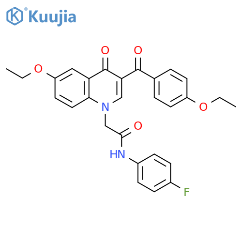 2-6-ethoxy-3-(4-ethoxybenzoyl)-4-oxo-1,4-dihydroquinolin-1-yl-N-(4-fluorophenyl)acetamide structure