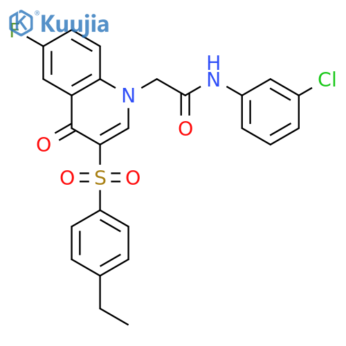 N-(3-chlorophenyl)-2-3-(4-ethylbenzenesulfonyl)-6-fluoro-4-oxo-1,4-dihydroquinolin-1-ylacetamide structure