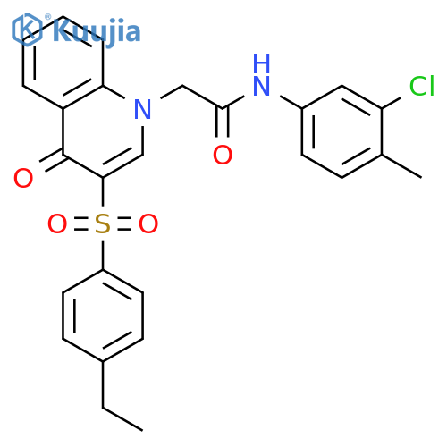 N-(3-chloro-4-methylphenyl)-2-3-(4-ethylbenzenesulfonyl)-4-oxo-1,4-dihydroquinolin-1-ylacetamide structure