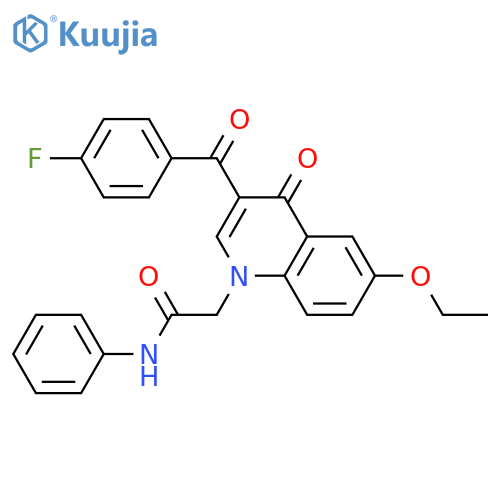 2-6-ethoxy-3-(4-fluorobenzoyl)-4-oxo-1,4-dihydroquinolin-1-yl-N-phenylacetamide structure