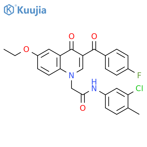 N-(3-chloro-4-methylphenyl)-2-6-ethoxy-3-(4-fluorobenzoyl)-4-oxo-1,4-dihydroquinolin-1-ylacetamide structure