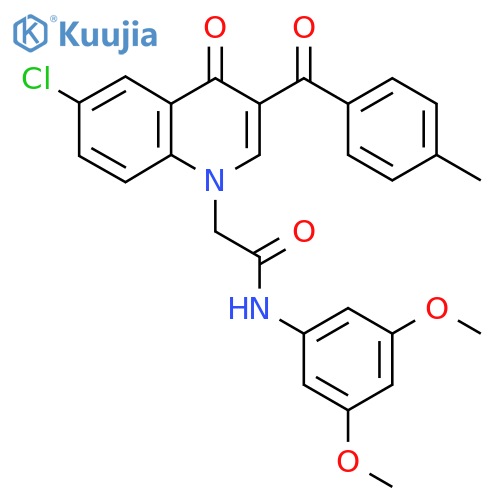 2-6-chloro-3-(4-methylbenzoyl)-4-oxo-1,4-dihydroquinolin-1-yl-N-(3,5-dimethoxyphenyl)acetamide structure