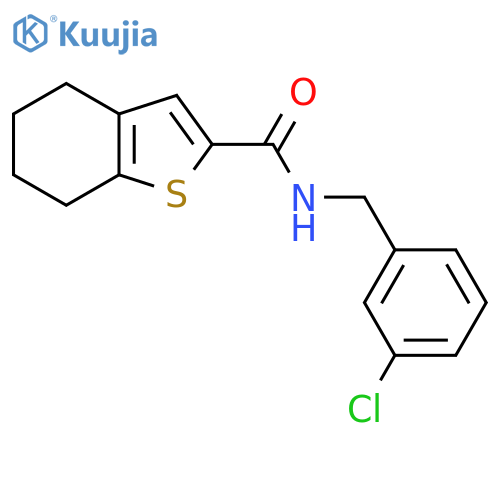 N-(3-chlorophenyl)methyl-4,5,6,7-tetrahydro-1-benzothiophene-2-carboxamide structure