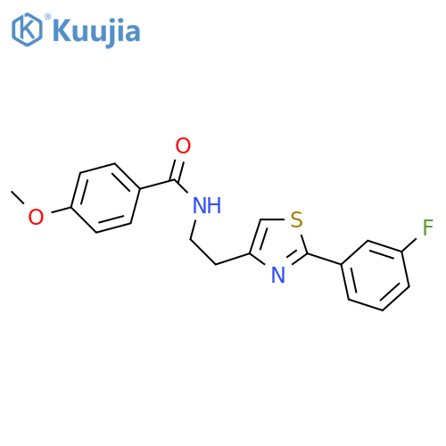 N-{2-2-(3-fluorophenyl)-1,3-thiazol-4-ylethyl}-4-methoxybenzamide structure