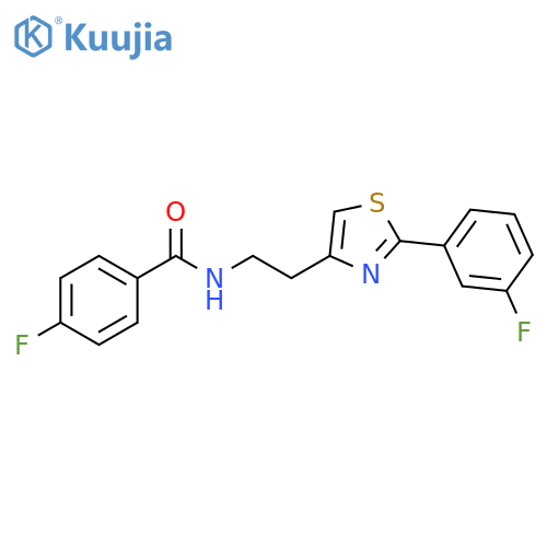4-fluoro-N-{2-2-(3-fluorophenyl)-1,3-thiazol-4-ylethyl}benzamide structure