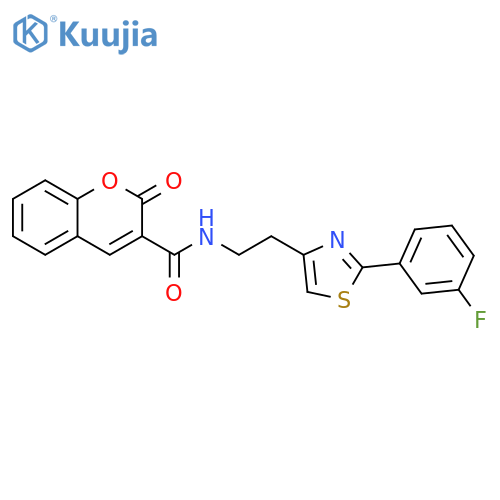 N-{2-2-(3-fluorophenyl)-1,3-thiazol-4-ylethyl}-2-oxo-2H-chromene-3-carboxamide structure