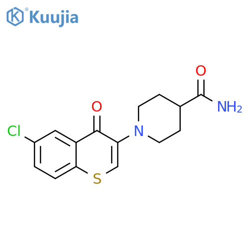 1-(6-chloro-4-oxo-4H-thiochromen-3-yl)piperidine-4-carboxamide structure