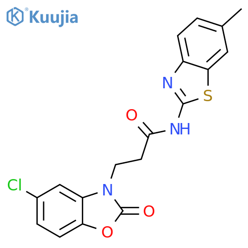 3-(5-chloro-2-oxo-2,3-dihydro-1,3-benzoxazol-3-yl)-N-(6-methyl-1,3-benzothiazol-2-yl)propanamide structure