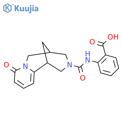 2-[(6-oxo-7,11-diazatricyclo[7.3.1.02,7]trideca-2,4-diene-11-carbonyl)amino]benzoic acid structure