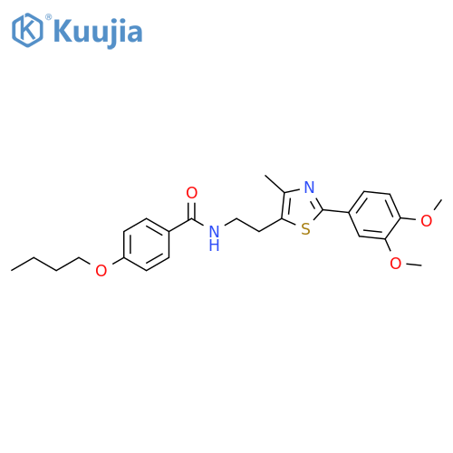 4-butoxy-N-{2-2-(3,4-dimethoxyphenyl)-4-methyl-1,3-thiazol-5-ylethyl}benzamide structure