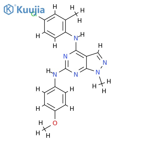 N4-(4-chloro-2-methylphenyl)-N6-(4-methoxyphenyl)-1-methyl-1H-pyrazolo3,4-dpyrimidine-4,6-diamine structure