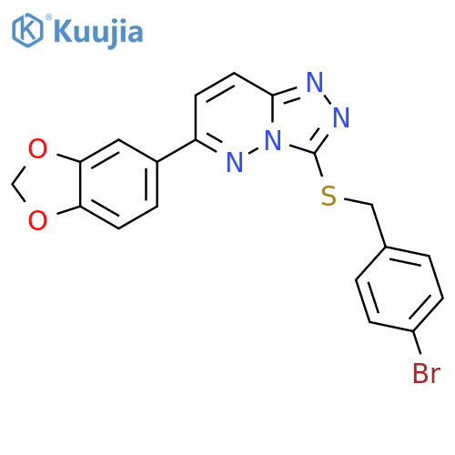6-(2H-1,3-benzodioxol-5-yl)-3-{(4-bromophenyl)methylsulfanyl}-1,2,4triazolo4,3-bpyridazine structure