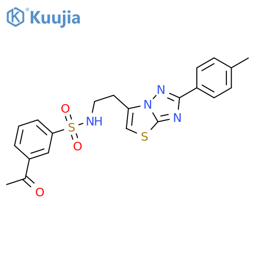3-acetyl-N-{2-2-(4-methylphenyl)-1,2,4triazolo3,2-b1,3thiazol-6-ylethyl}benzene-1-sulfonamide structure