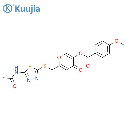 6-{(5-acetamido-1,3,4-thiadiazol-2-yl)sulfanylmethyl}-4-oxo-4H-pyran-3-yl 4-methoxybenzoate structure