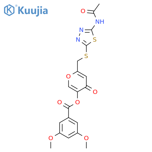 6-{(5-acetamido-1,3,4-thiadiazol-2-yl)sulfanylmethyl}-4-oxo-4H-pyran-3-yl 3,5-dimethoxybenzoate structure