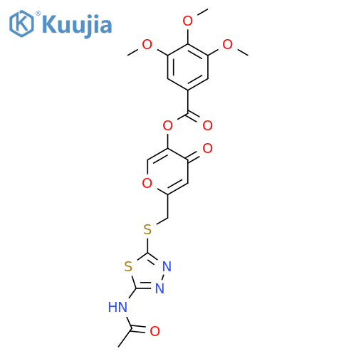 6-{(5-acetamido-1,3,4-thiadiazol-2-yl)sulfanylmethyl}-4-oxo-4H-pyran-3-yl 3,4,5-trimethoxybenzoate structure