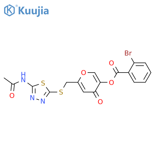 6-{(5-acetamido-1,3,4-thiadiazol-2-yl)sulfanylmethyl}-4-oxo-4H-pyran-3-yl 2-bromobenzoate structure