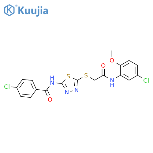 4-chloro-N-5-({(5-chloro-2-methoxyphenyl)carbamoylmethyl}sulfanyl)-1,3,4-thiadiazol-2-ylbenzamide structure