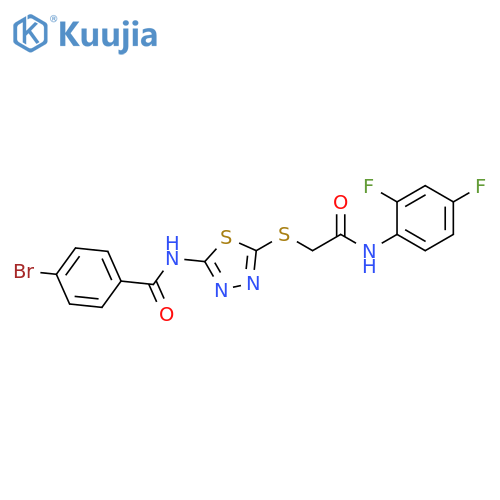 4-bromo-N-5-({(2,4-difluorophenyl)carbamoylmethyl}sulfanyl)-1,3,4-thiadiazol-2-ylbenzamide structure