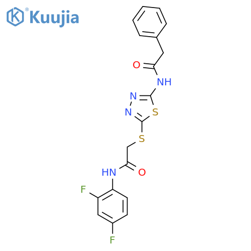 N-(2,4-difluorophenyl)-2-{5-(2-phenylacetamido)-1,3,4-thiadiazol-2-ylsulfanyl}acetamide structure