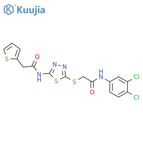 N-(3,4-dichlorophenyl)-2-({5-2-(thiophen-2-yl)acetamido-1,3,4-thiadiazol-2-yl}sulfanyl)acetamide structure
