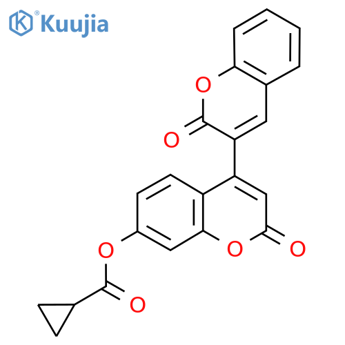 2,2'-dioxo-2H,2'H-3,4'-bichromene-7'-yl cyclopropanecarboxylate structure