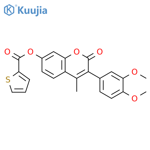 3-(3,4-dimethoxyphenyl)-4-methyl-2-oxo-2H-chromen-7-yl thiophene-2-carboxylate structure