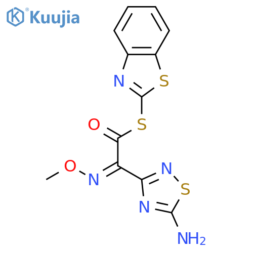 (Z)-S-Benzodthiazol-2-yl 2-(5-amino-1,2,4-thia-diazol-3-yl)-2-(methoxyimino)ethanethioate structure