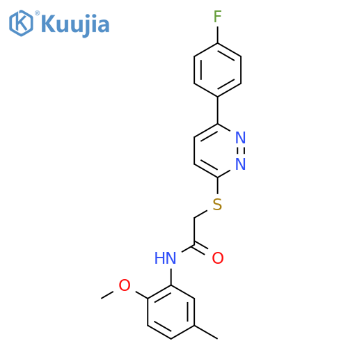 2-{6-(4-fluorophenyl)pyridazin-3-ylsulfanyl}-N-(2-methoxy-5-methylphenyl)acetamide structure
