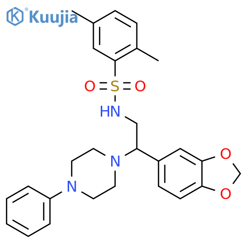 N-2-(2H-1,3-benzodioxol-5-yl)-2-(4-phenylpiperazin-1-yl)ethyl-2,5-dimethylbenzene-1-sulfonamide structure