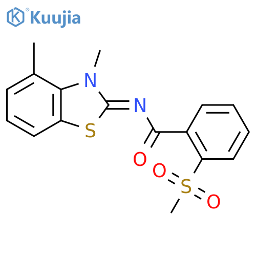 N-(2E)-3,4-dimethyl-2,3-dihydro-1,3-benzothiazol-2-ylidene-2-methanesulfonylbenzamide structure