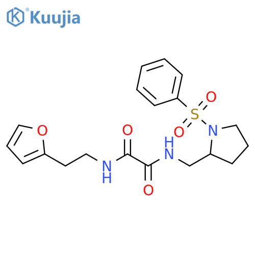 N-{1-(benzenesulfonyl)pyrrolidin-2-ylmethyl}-N'-2-(furan-2-yl)ethylethanediamide structure