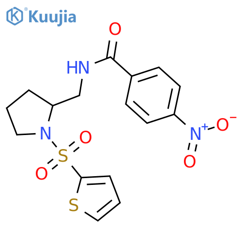 4-nitro-N-{1-(thiophene-2-sulfonyl)pyrrolidin-2-ylmethyl}benzamide structure