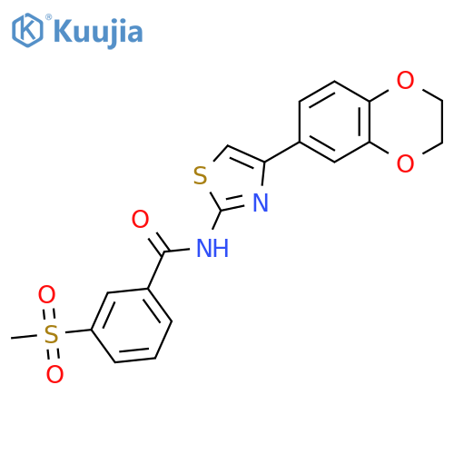 N-4-(2,3-dihydro-1,4-benzodioxin-6-yl)-1,3-thiazol-2-yl-3-methanesulfonylbenzamide structure
