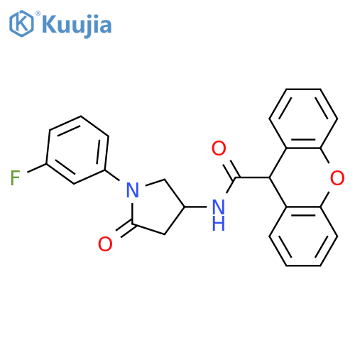 N-1-(3-fluorophenyl)-5-oxopyrrolidin-3-yl-9H-xanthene-9-carboxamide structure