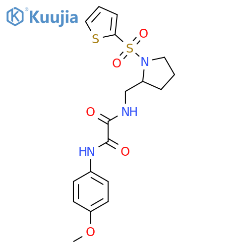 N'-(4-methoxyphenyl)-N-{1-(thiophene-2-sulfonyl)pyrrolidin-2-ylmethyl}ethanediamide structure