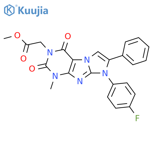 methyl 2-8-(4-fluorophenyl)-1-methyl-2,4-dioxo-7-phenyl-1H,2H,3H,4H,8H-imidazo1,2-gpurin-3-ylacetate structure
