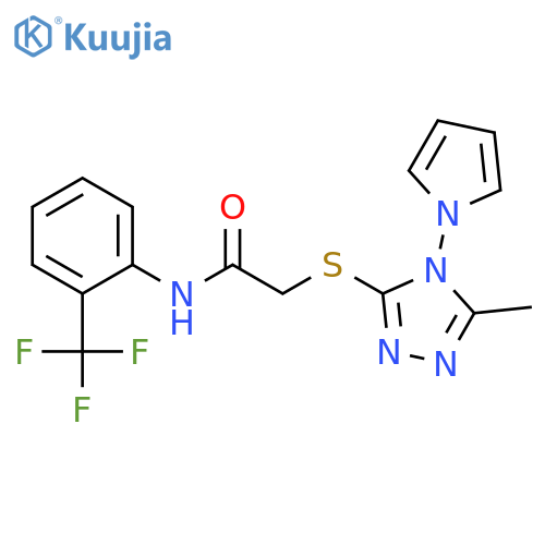 2-{5-methyl-4-(1H-pyrrol-1-yl)-4H-1,2,4-triazol-3-ylsulfanyl}-N-2-(trifluoromethyl)phenylacetamide structure