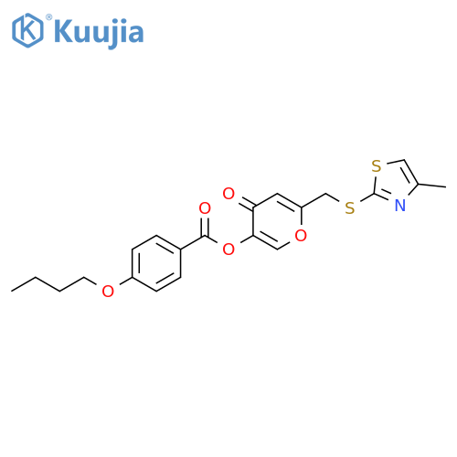 6-{(4-methyl-1,3-thiazol-2-yl)sulfanylmethyl}-4-oxo-4H-pyran-3-yl 4-butoxybenzoate structure