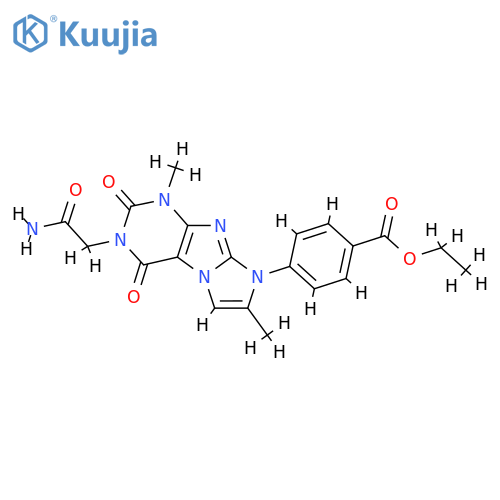ethyl 4-3-(carbamoylmethyl)-1,7-dimethyl-2,4-dioxo-1H,2H,3H,4H,8H-imidazo1,2-gpurin-8-ylbenzoate structure