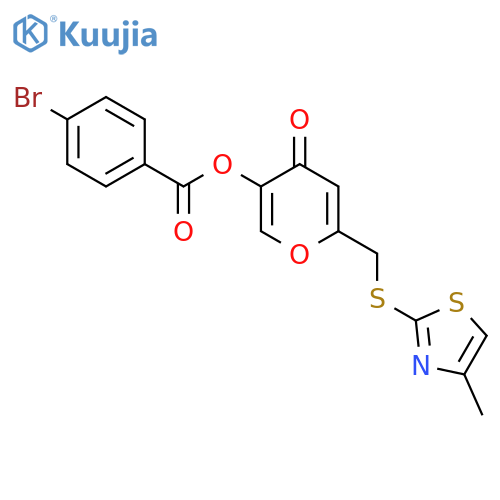 6-{(4-methyl-1,3-thiazol-2-yl)sulfanylmethyl}-4-oxo-4H-pyran-3-yl 4-bromobenzoate structure