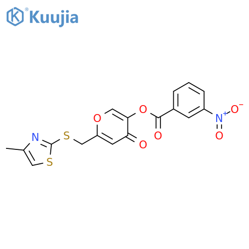 6-{(4-methyl-1,3-thiazol-2-yl)sulfanylmethyl}-4-oxo-4H-pyran-3-yl 3-nitrobenzoate structure