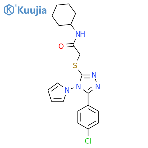 2-{5-(4-chlorophenyl)-4-(1H-pyrrol-1-yl)-4H-1,2,4-triazol-3-ylsulfanyl}-N-cyclohexylacetamide structure