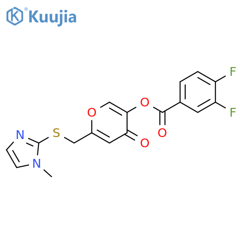 6-{(1-methyl-1H-imidazol-2-yl)sulfanylmethyl}-4-oxo-4H-pyran-3-yl 3,4-difluorobenzoate structure